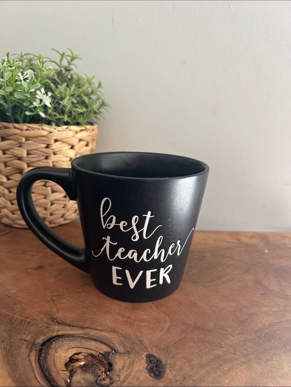 Large Best Teacher Ever Black Ceramic Coffee Mug
